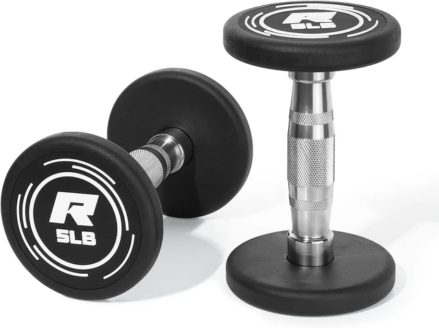 Alt view image 2 of 7 - RitFit 5-250 LBS PVC Encased Round Dumbbell sets with Knurled Handle and Optional Rack, Strength Training Equipment for Home Gym