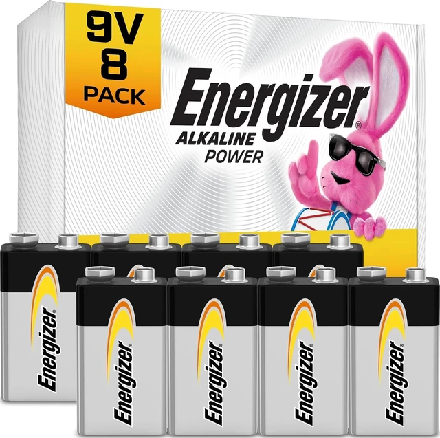 Main image of Energizer Alkaline Power 9V Batteries (8 Pack), Long-Lasting