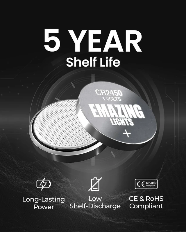 Alt view image 2 of 6 - CR2450 3V Lithium Coin Cell Button Battery - Long Lasting Power (20 Pack)