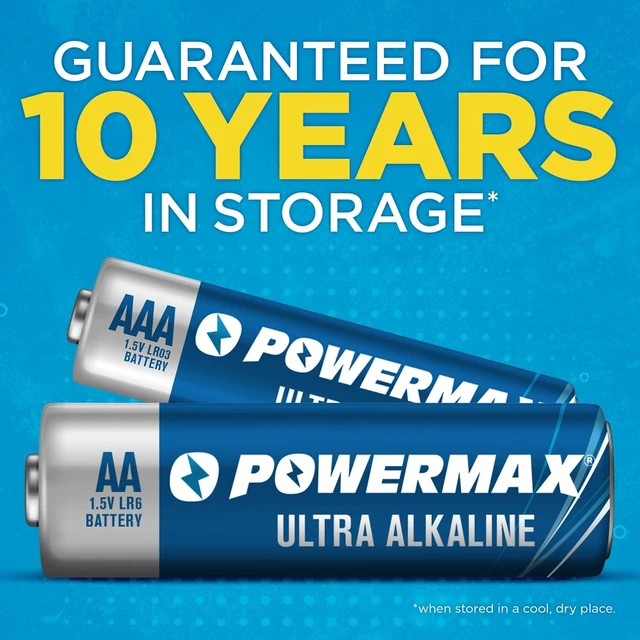 Alt view image 2 of 6 - Powermax Alkaline Batteries 48-Count Combo Pack (24 Double AA, 24 Triple AAA), Ultra Long Lasting Battery for Home and Office, 10-Year Shelf Life, Reclosable Packaging