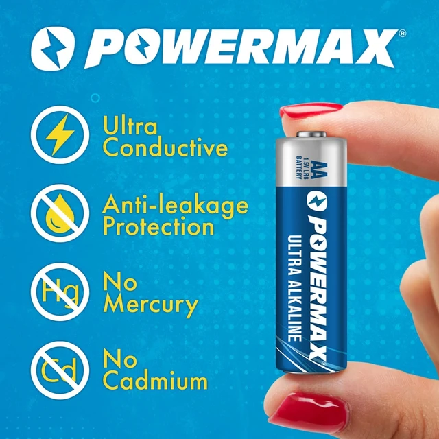 Alt view image 5 of 6 - Powermax Alkaline Batteries 48-Count Combo Pack (24 Double AA, 24 Triple AAA), Ultra Long Lasting Battery for Home and Office, 10-Year Shelf Life, Reclosable Packaging