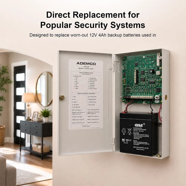 Alt view image 3 of 7 - Casil CA-1240 12V 4Ah Sealed Lead-Acid Battery Replacement for Fire & Security Alarm Systems, ADI Ademco 467 Home Alarm Battery, 12 Volt 4 Amp Rechargeable Backup Power Pack