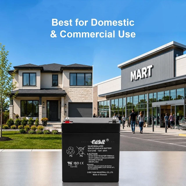 Alt view image 6 of 7 - Casil CA-1240 12V 4Ah Sealed Lead-Acid Battery Replacement for Fire & Security Alarm Systems, ADI Ademco 467 Home Alarm Battery, 12 Volt 4 Amp Rechargeable Backup Power Pack