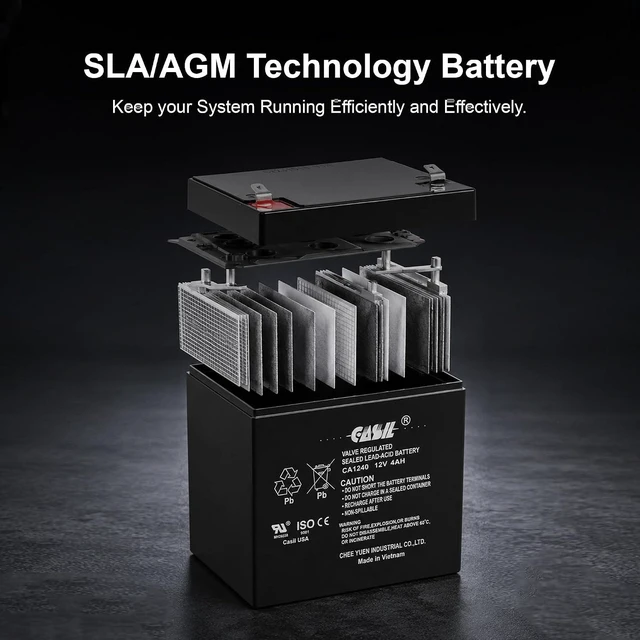 Alt view image 7 of 7 - Casil CA-1240 12V 4Ah Sealed Lead-Acid Battery Replacement for Fire & Security Alarm Systems, ADI Ademco 467 Home Alarm Battery, 12 Volt 4 Amp Rechargeable Backup Power Pack