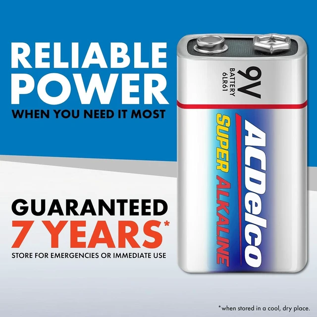 Alt view image 4 of 6 - ACDelco 12-Count 9 Volt Batteries, Maximum Power Super Alkaline Battery, 7-Year Shelf Life, Recloseable Packaging