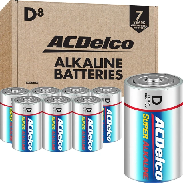 Main image of ACDelco 8-Count D Batteries, Maximum Power Super Alkaline Battery for Home and Office, 7-Year Shelf Life, Reclosable Packaging