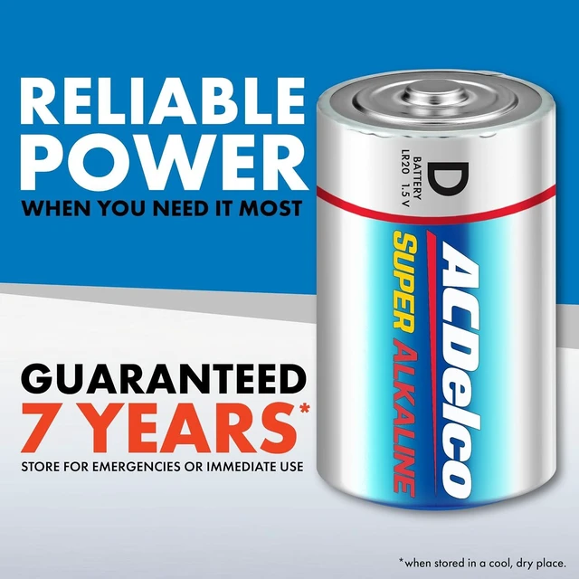 Alt view image 4 of 6 - ACDelco 8-Count D Batteries, Maximum Power Super Alkaline Battery for Home and Office, 7-Year Shelf Life, Reclosable Packaging