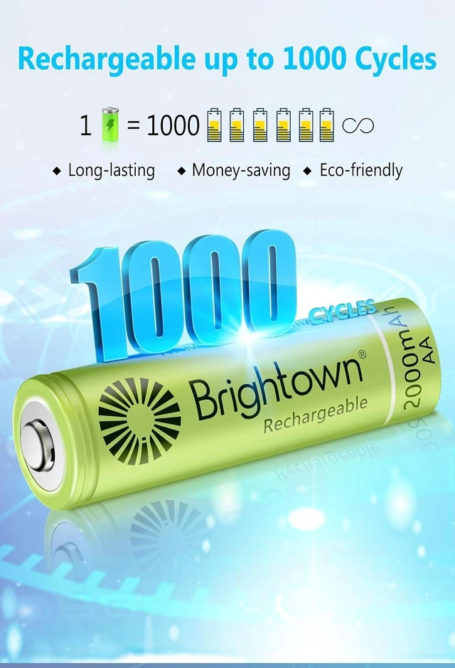 Alt view image 2 of 7 - Brightown 12 Pack NiMH Rechargeable AA Batteries for Solar Lights, 2000mAh
