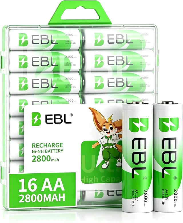 Main image of EBL AA Rechargeable Batteries 2800mAh Ready2Charge Quality AA Batteries - 16 Counts