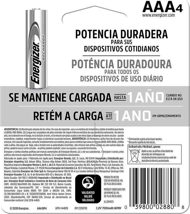 Alt view image 3 of 7 - Energizer Power Plus Rechargeable AAA Batteries, 800mAh Triple A Batteries (Pack of 2)