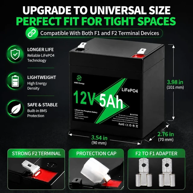 Alt view image 6 of 7 - 12V 5Ah Lithium Battery for Liftmaster 485LM Chamberlain Garage Door Opener