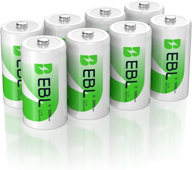 Main image of EBL Rechargeable C Batteries 5000mAh Ni-MH C Size Battery, Pack of 8