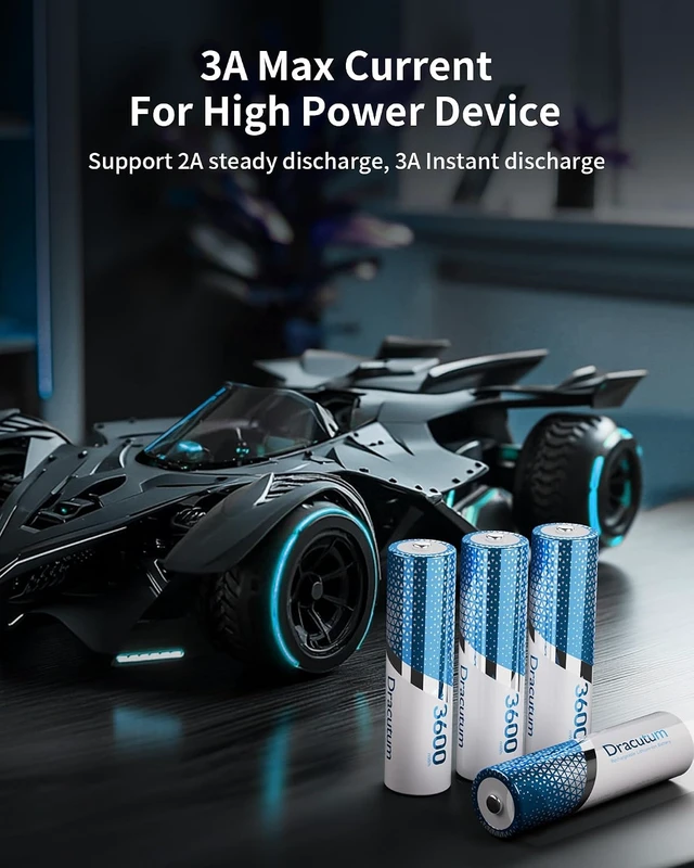 Alt view image 5 of 7 - 8 Pack 1.5V Rechargeable AA Batteries Lithium 3600mWh