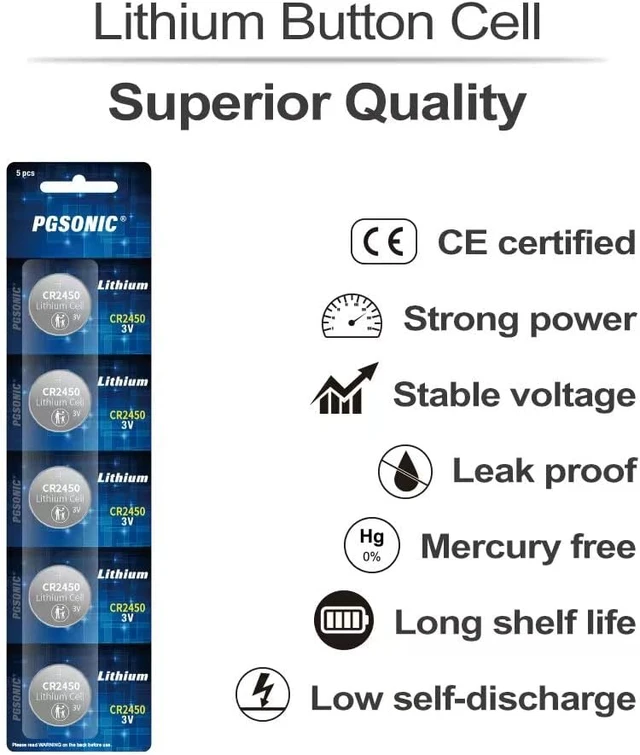 Alt view image 2 of 5 - PGSONIC 60 Pack CR2450 3V Lithium Coin Battery