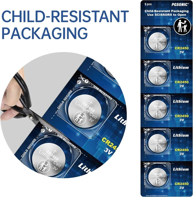 Alt view image 3 of 5 - PGSONIC 60 Pack CR2450 3V Lithium Coin Battery
