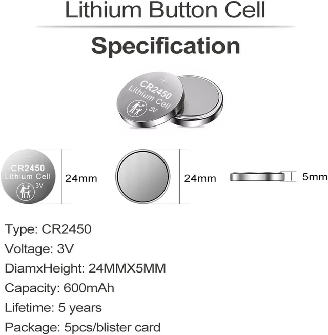 Alt view image 4 of 5 - PGSONIC 60 Pack CR2450 3V Lithium Coin Battery