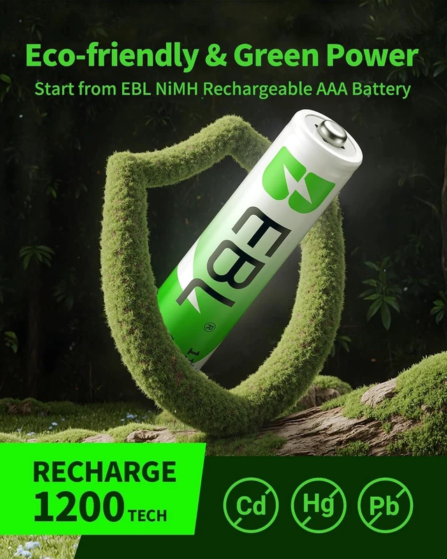 Alt view image 7 of 7 - EBL Rechargeable AAA Batteries 1100mAh Ni-MH AAA Batteries 12 Pack 1.2V
