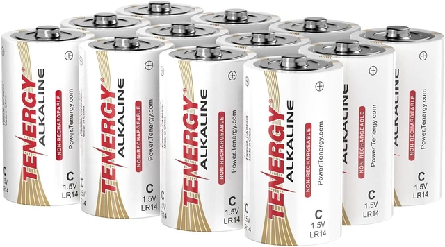 Main image of Tenergy 1.5V C Alkaline LR14 Battery, High Performance C Non-Rechargeable Batteries for Clocks, Remotes, Toys & Electronic Devices, Replacement C Cell Batteries, 12 Pack
