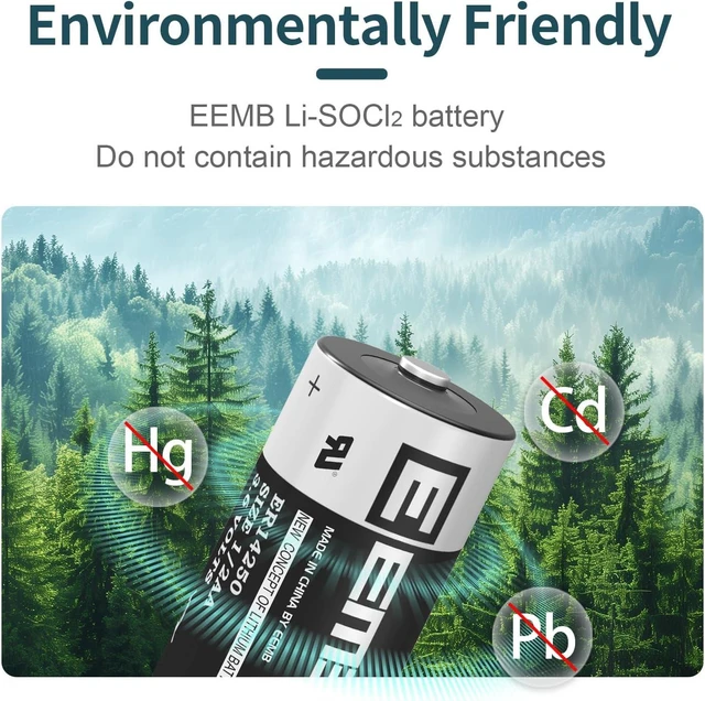 Alt view image 5 of 7 - EEMB ER14250 3.6V 1200mAh 1/2AA Lithium Battery (10-Pack) Non-Rechargeable