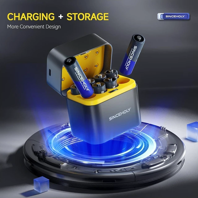 Alt view image 3 of 6 - 8 Pack 1.5V 3600mWh AA Lithium Rechargeable Batteries with Charger