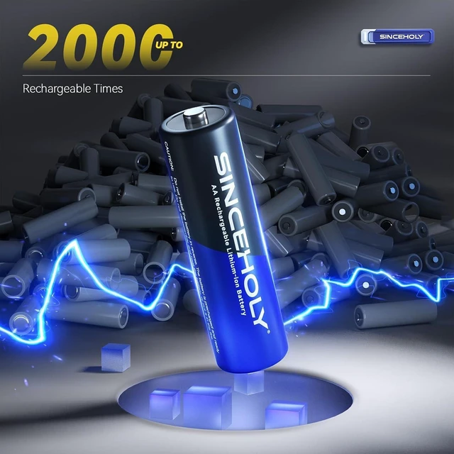 Alt view image 2 of 6 - 8 Pack 1.5V 3600mWh AA Lithium Rechargeable Batteries with Charger