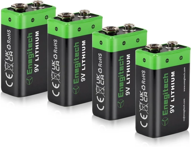 Main image of Enegitech 9V Lithium Battery, 9 Volt Lithium Battery 1200mAh for Smoke Detector, Fire Alarm, Keyless Entry Door Lock, Multimeter, Metal Detector Non-Rechargeable 4 Pack