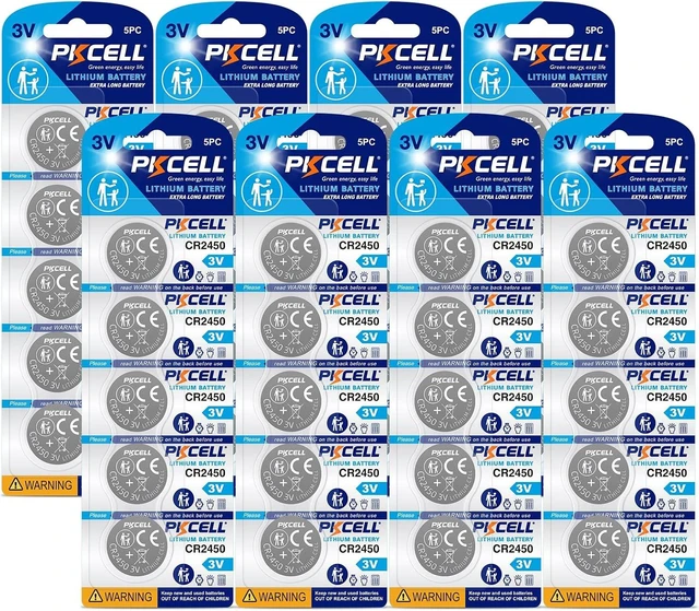 Main image of PKCELL CR2450 Battery 40 Pack, CR2450 3V Lithium Coin Cell Battery