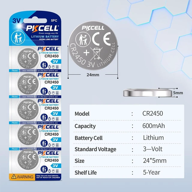 Alt view image 2 of 7 - PKCELL CR2450 Battery 40 Pack, CR2450 3V Lithium Coin Cell Battery