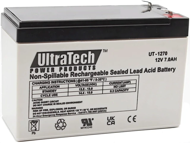 Main image of UltraTech UT1270 / UT-1272-F1 12V 7 Ah Sealed Lead Acid Alarm Battery UT-1270 UT-1272-F1