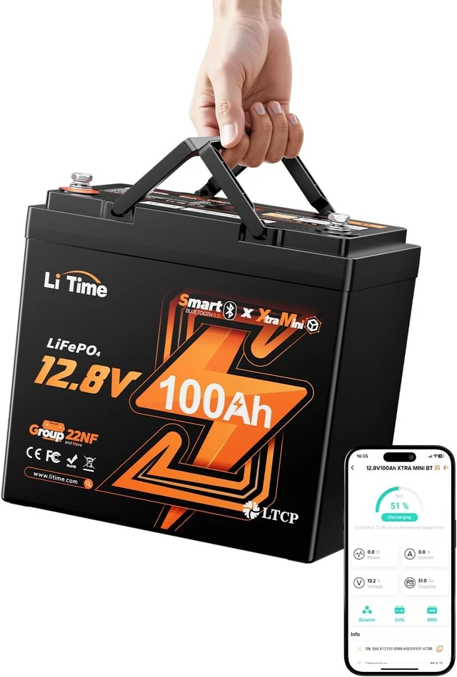 Main image of Litime 12V 100Ah Xtra-Mini LiFePO4 Lithium Battery for RV, Marine, Boat