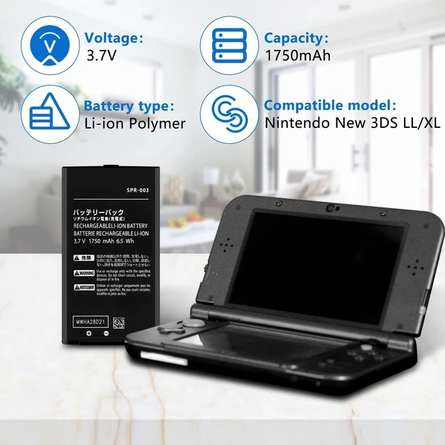 Alt view image 2 of 6 - OSTENT 1750mAh 3.7V Rechargeable Li-ion Battery Pack for Nintendo New 3DS LL/XL Console