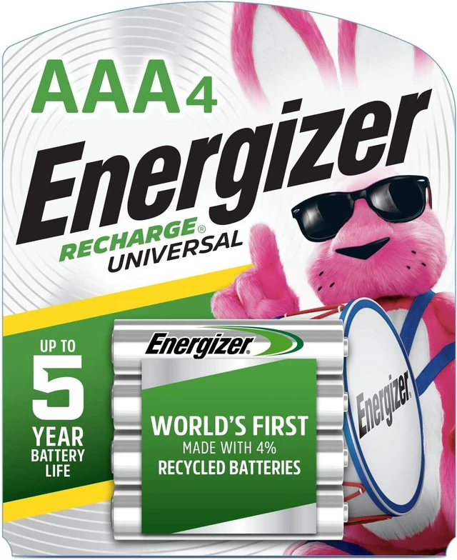 Main image of Energizer Recharge Universal Rechargeable AAA Batteries (4 Pack), Triple A Batteries