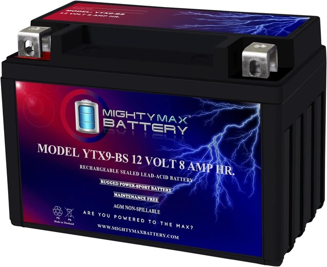 Main image of Mighty Max Battery YTX9-BS -12 Volt 8 AH, 135 CCA, Rechargeable Maintenance Free SLA AGM Motorcycle Battery