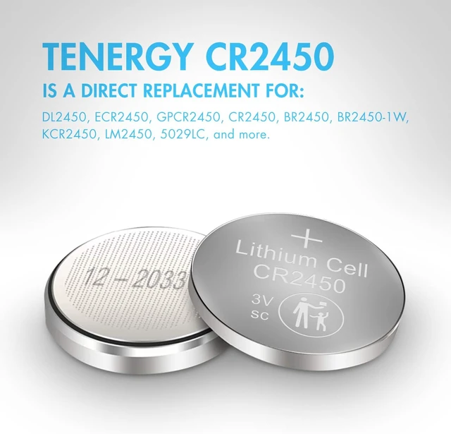 Alt view image 5 of 6 - Tenergy CR2450 Battery, 3V Lithium Coin Cell Battery for Car Key Fob, Remote Controllers, Garage Door Openers, Calculators, Thermometers and More, 20 Count (Pack of 2)