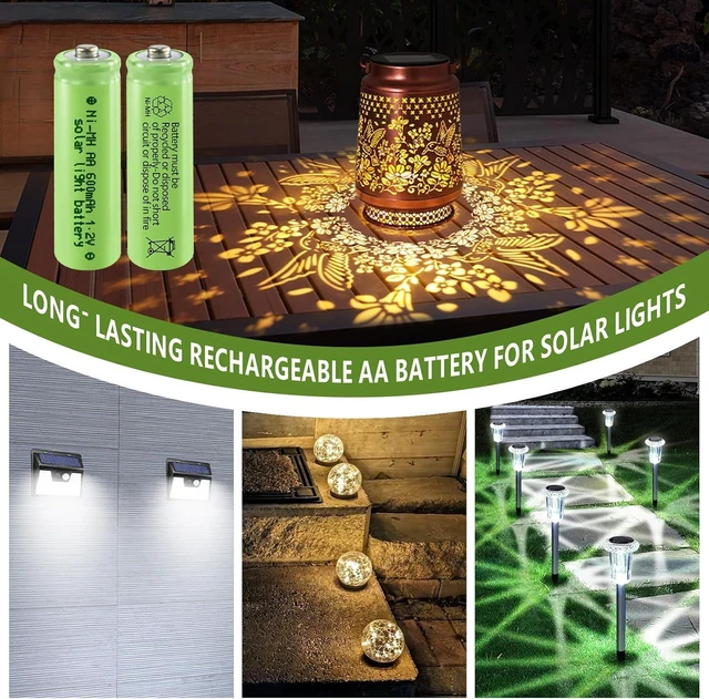 Alt view image 2 of 7 - Ni-MH AA 600mAh 1.2V Rechargeable Batteries for Solar Halloween Lights
