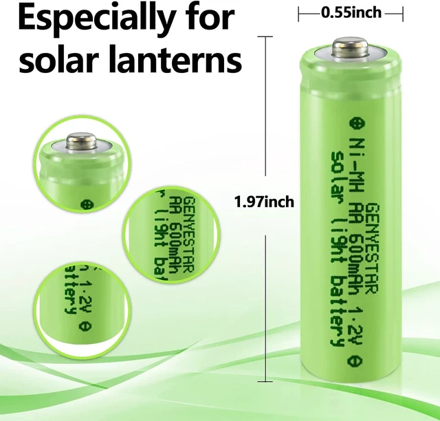 Alt view image 4 of 7 - Ni-MH AA 600mAh 1.2V Rechargeable Batteries for Solar Halloween Lights