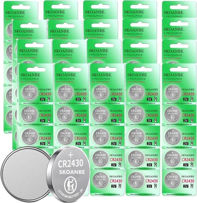 Main image of SKOANBE 100PCS 2430 CR2430 3V Lithium Coin Cell Batteries for Calculator