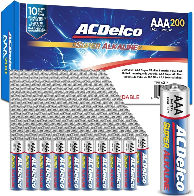 Main image of ACDelco AAA Batteries, Maximum Power Super Alkaline Battery, 10-Year Shelf Life, Recloseable Packaging, 200 Count
