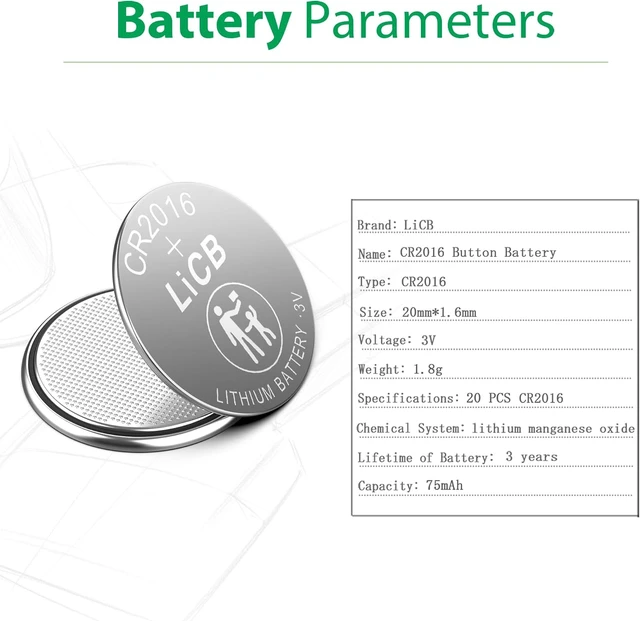 Alt view image 2 of 7 - LiCB CR 2016 Battery,CR2016 Lithium Batteries,3 Volt Coin & Button Cell (40 Pack)