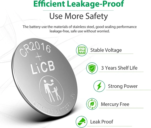 Alt view image 5 of 7 - LiCB CR 2016 Battery,CR2016 Lithium Batteries,3 Volt Coin & Button Cell (40 Pack)