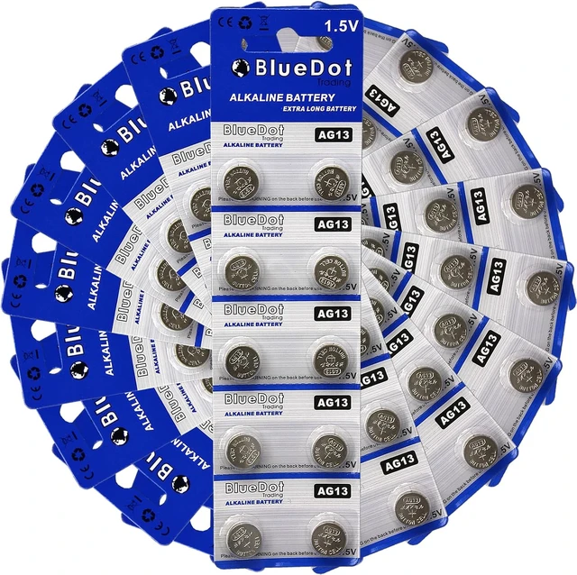 Alt view image 4 of 5 - BlueDot Trading AG13 LR44 LR1154 SR44 A76 357A 303 357 Alkaline Button Coin Cell Battery 1.5V - Pack of 100 Compatible with Watches, Calculators