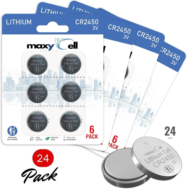 Alt view image 2 of 7 - 2450 CR2450 Lithium Coin Cell Battery 3V High-Capacity Long-Lasting Reliable Power for Watches, Key Fobs, Fitness Trackers, Medical Devices, Thermometers, Leak-Proof Design DL2450 (24 Pack)