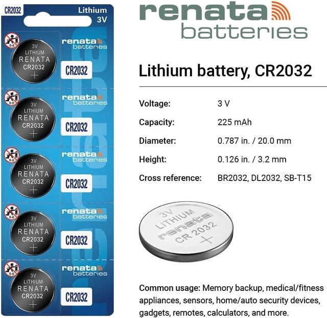 Alt view image 2 of 7 - Renata CR2032 Batteries - 3V Lithium Coin Cell 2032 Battery (25 Count)