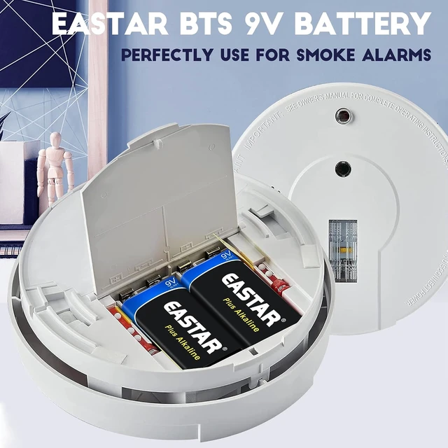 Alt view image 6 of 6 - 9V Batteries - Alkaline 9 Volt Battery (10 Pack) for Smoke Detectors, Long-Lasting Power Square Batteries 6LR61 for Household & Office Devices