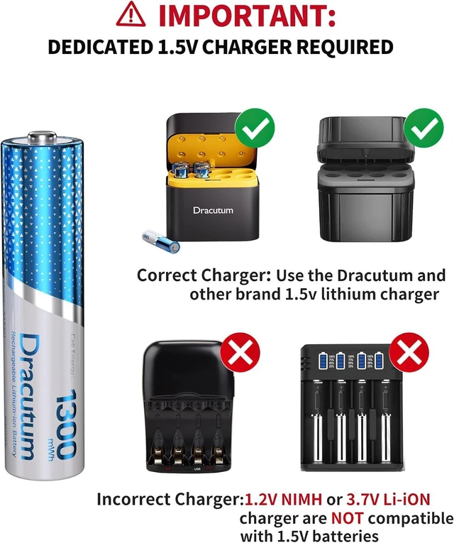 Alt view image 2 of 7 - 8-Pack AAA Rechargeable Batteries Lithium 1.5V 1300mWh Triple A Battery