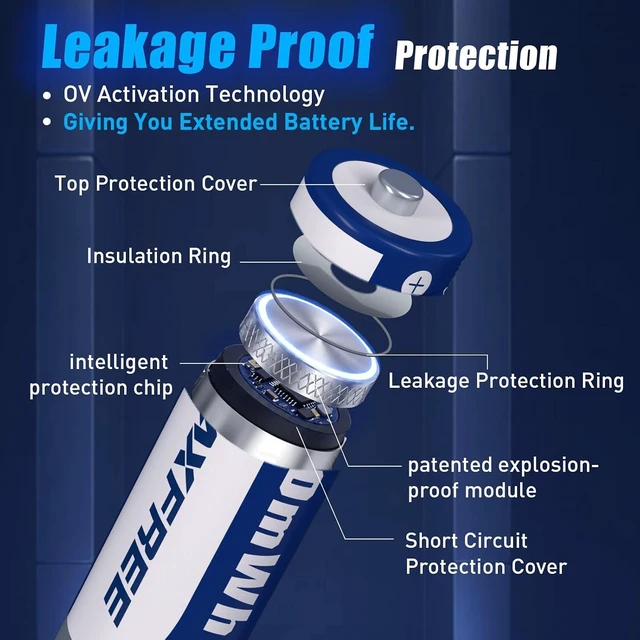 Alt view image 4 of 7 - Maxfree Rechargeable AA Batteries Lithium with Charger, 8-Pack 1.5V 3600mWh