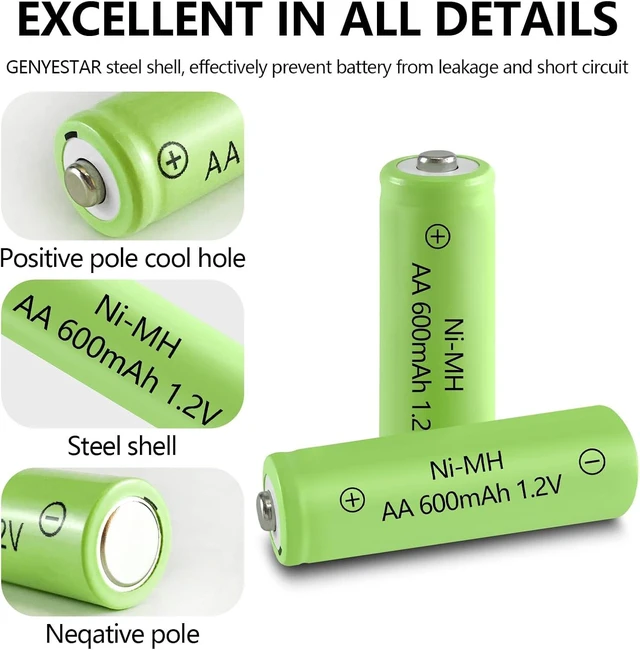 Alt view image 6 of 7 - Rechargeable AA Ni-MH 1.2V 600mAh Solar Batteries For Garden Lights Lantern