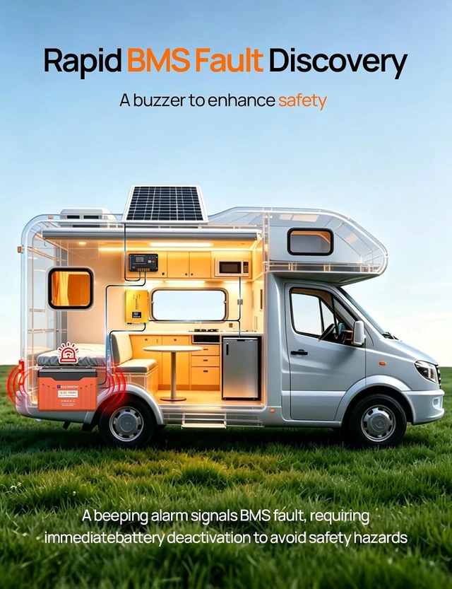 Alt view image 5 of 7 - ECO-WORTHY 12V 100AH LiFePO4 Battery with SOC Display Flame-Retardant