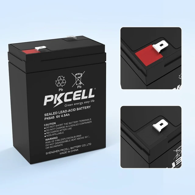 Alt view image 7 of 7 - PKCELL 6 Volt 4.5Ah Rechargeable Sealed Lead Acid Battery