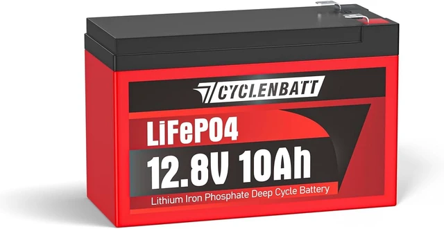 Main image of CYCLENBATT 12V 10Ah LiFePO4 Lithium Battery, UL Certified, 5000+ Cycles